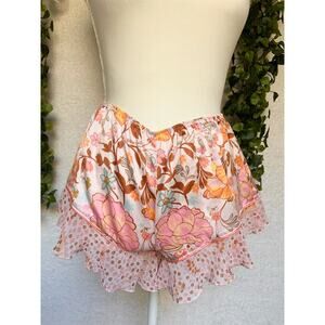 Victoria's Secret Satin Pink Orange Floral Pajama Shorts Women's Small
